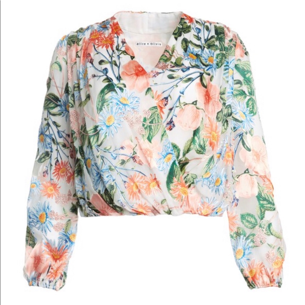 Trisha Cross Front  Floral Top by Alice + Olivia